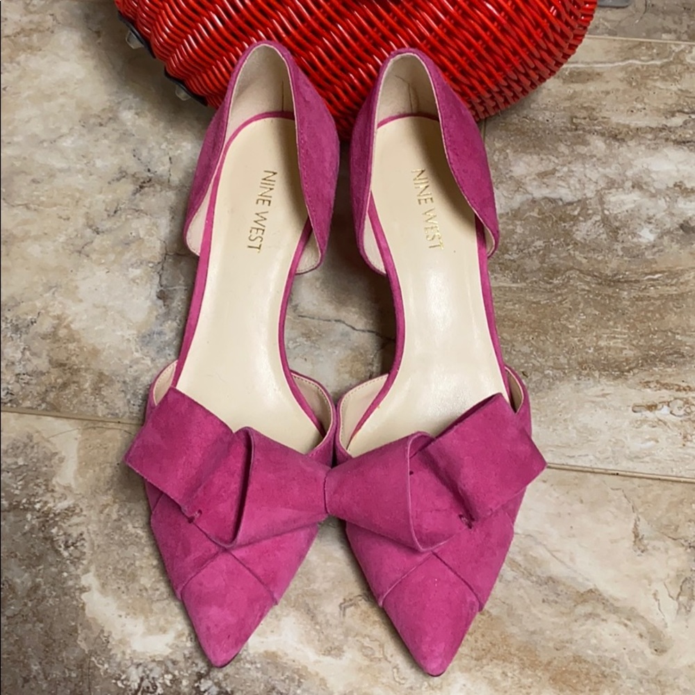 Nine West pink kitten heels bow